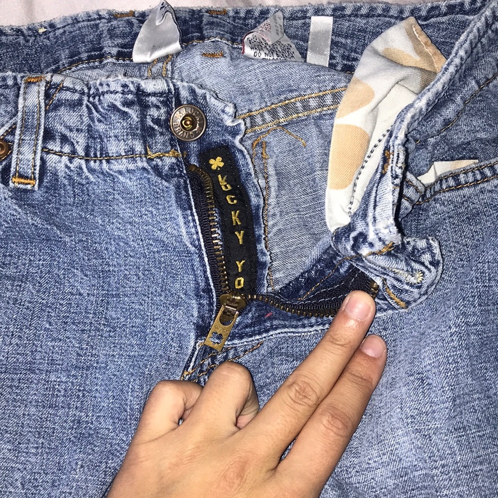 Lucky low rise straight jeans.